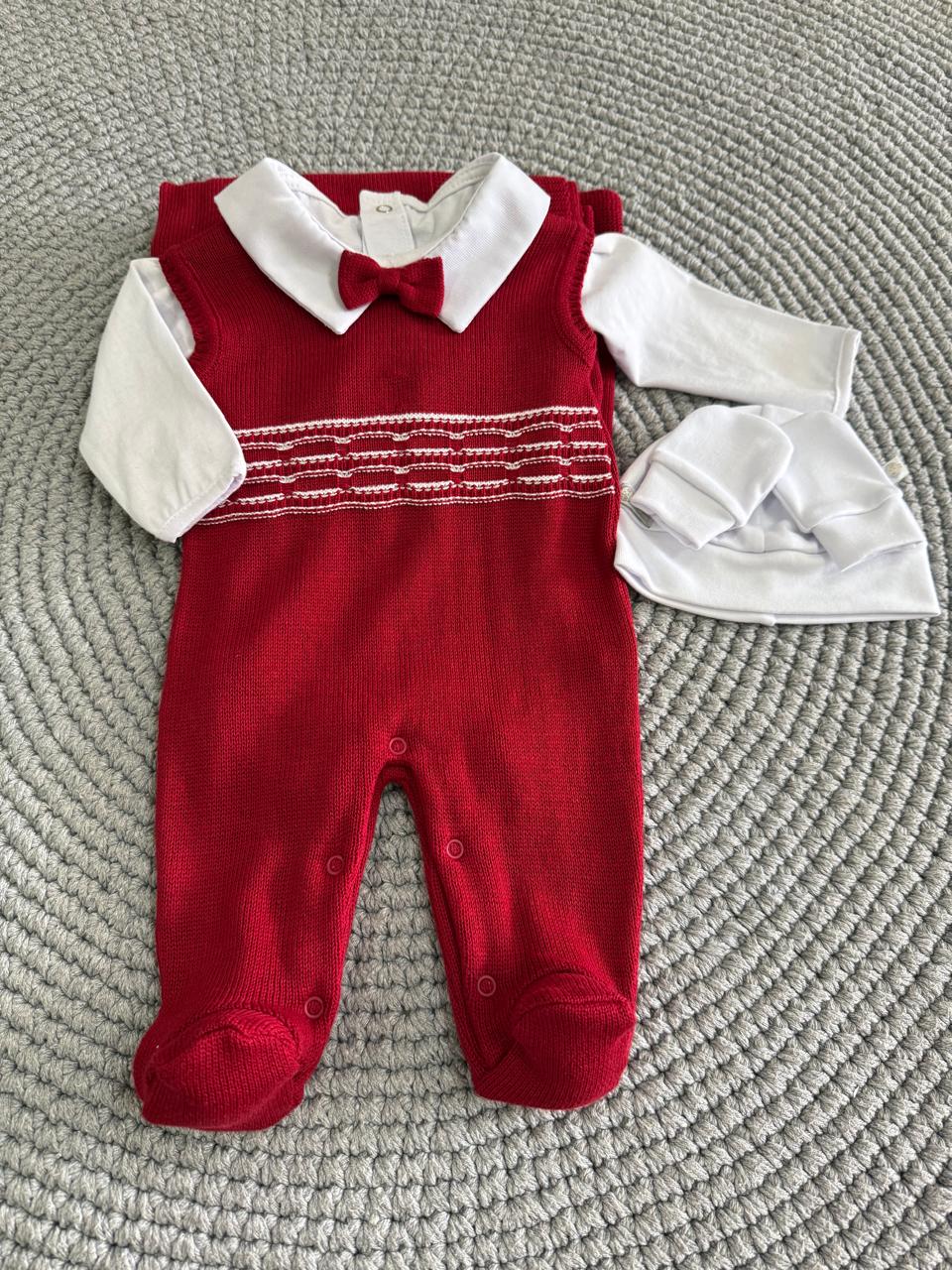 Saída Maternidade - 5 peças Vermelho e branco