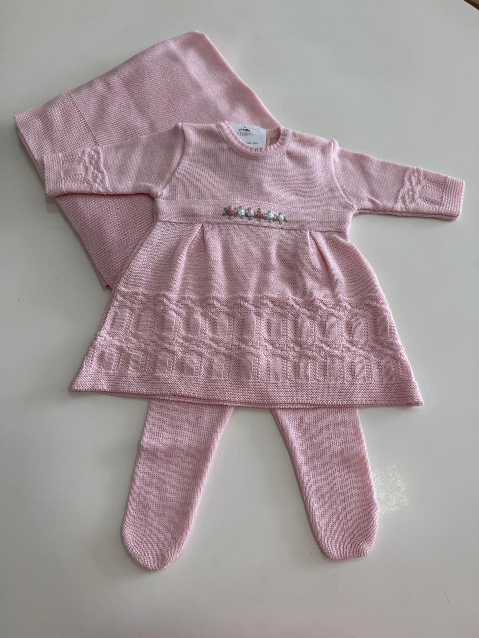 Saída Maternidade Rosa com Flores- 3peças